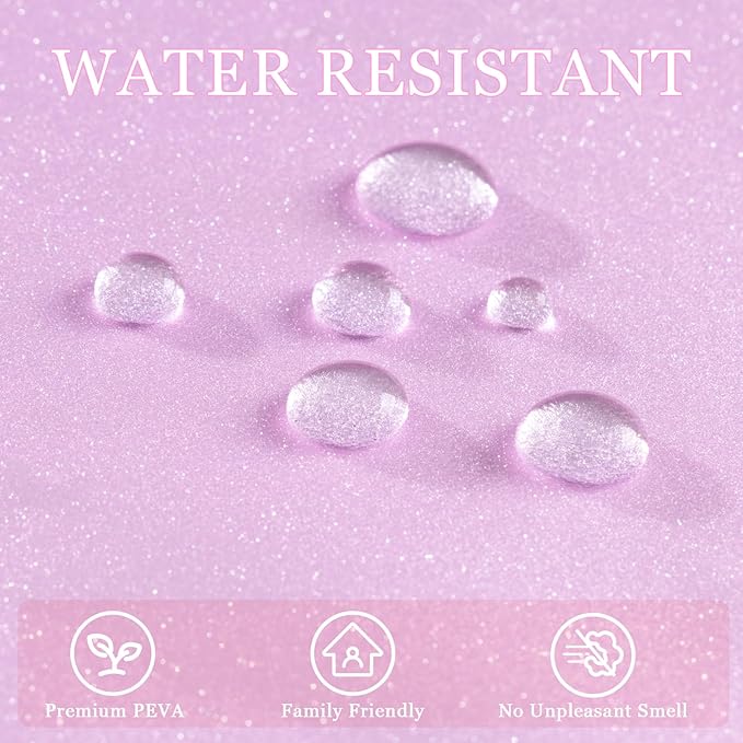 Seenus Waterproof PEVA Shower Curtain Liner Extra Long 72 x 84 inch, Dreamy Pink Sparkle Shower Curtain or Liner with 3 Large Magnets, Lovely Glitter 84'' Tall Bathroom Shower Curtain Lightweight