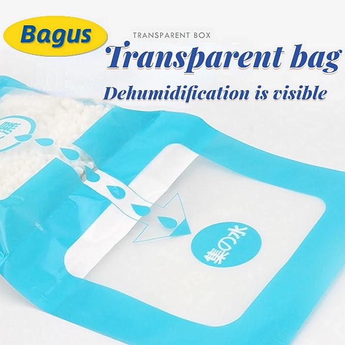 Bagus Hanging Moisture Absorber Bags (8 Pack) - Fragrance-Free Dehumidifier for Closet, Bathroom, RV, Boat & Storage Spaces, Compact Design with 12.5 Oz High-Capacity Absorption