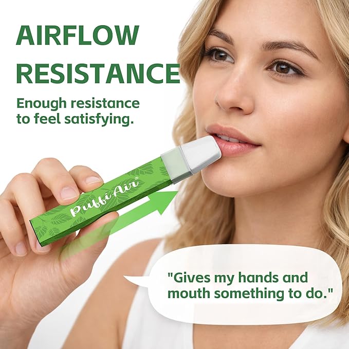 PUFFIAIR Mullein & Peppermint Herbal Air Set | Nicotine-Free Smokeless Non-Electric Vaporless, Usable Anywhere – Reduce Cravings & Fatigue, Lung Comfort & Breathing Support，4 Pack