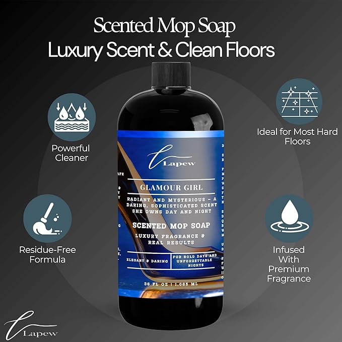 Lapew Glamour Girl Scented Mop Soap Concentrate 36 oz | Premium Fragranced Floor Cleaner | Streak-Free | Hard Floor Cleaning Solution | Eco Friendly | Good Girl Fragrance