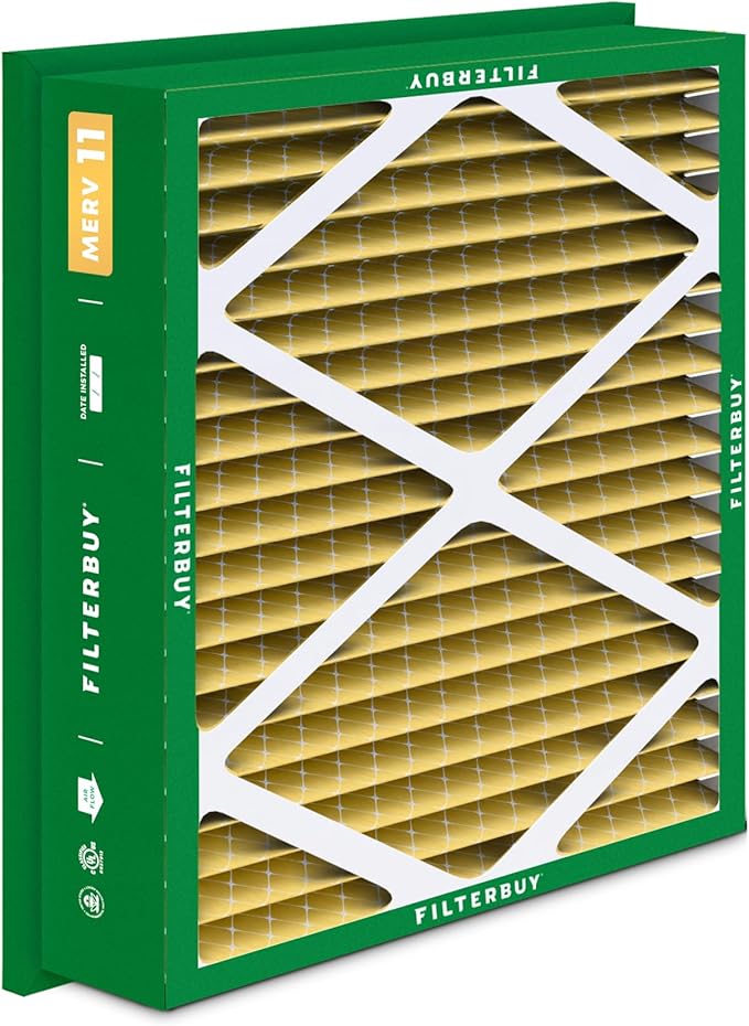 Filterbuy 24x24x5 Air Filter MERV 11 Superior Pet & Allergy Defense (2-Pack), Electrostatic Pleated HVAC AC Furnace Filters Replacement for Honeywell Return Grille (Actual Size: 22.38 x 22.38 x 4.38)