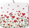 Valentines Day Dish Drying Mat for Kitchen Counter 18x16 Inch Green Red Heart Drying Mat with Absorbent Reversible Microfiber Holiday Love Dish Drainer Mats Rack Pad for Coffee Countertop Protector