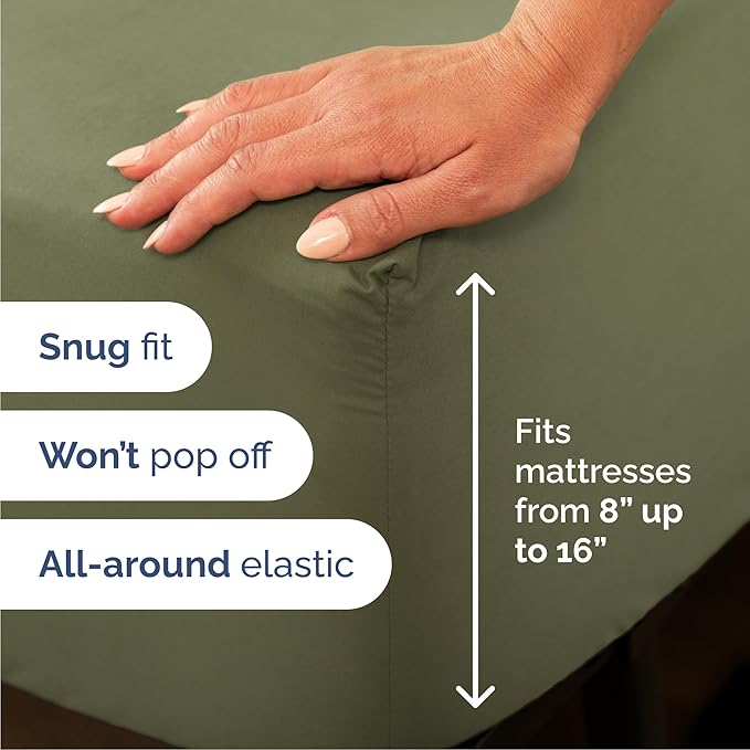 Cal King 6 Piece Sheet Set - Comfy Breathable & Cooling - Soft Hotel Luxury Bedding Set with 8-16 Inch Deep Pockets - 1 Flat & 1 Fitted Sheet & 4 Pillowcases - Wrinkle Free & Easy Care - Sage Green