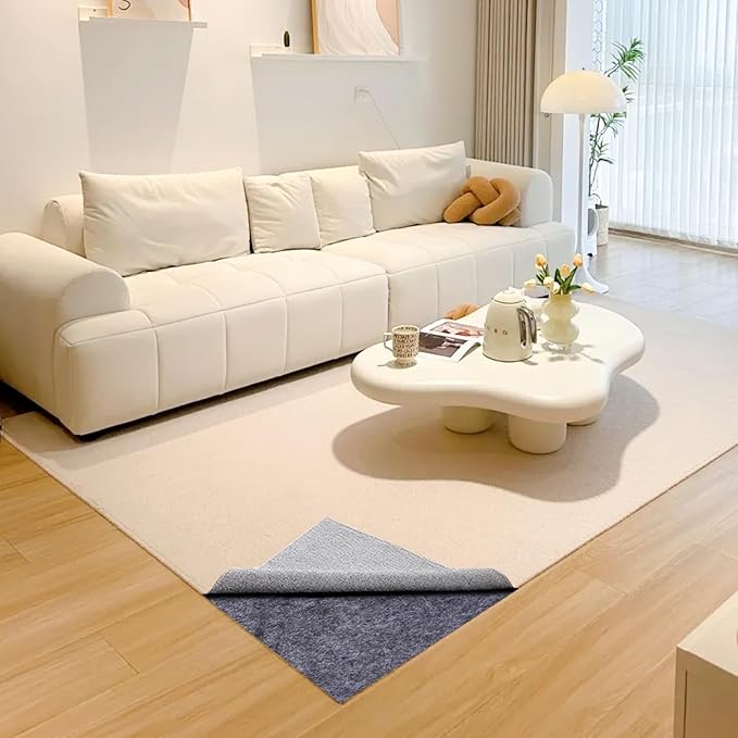 Non Slip Rug Pad 8 x 10 Ft, Extra Large Felt Under Rug Cushioning, Carpet Padding for Area Rugs on Hardwood, Laminate & Tile Floors, Keeps Rugs Secure