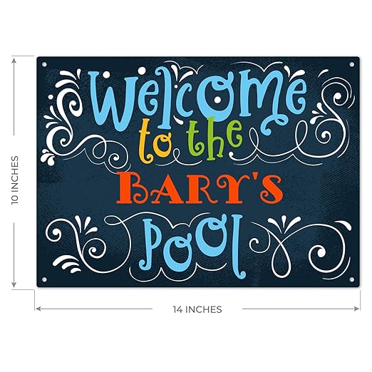 Custom Pool Sign, Welcome To The Pool Fun Colors For Pool Décor Sign, 10x14 Inches, Rust Free .040 Aluminum, Fade Resistant, Made in USA by Sigo Signs