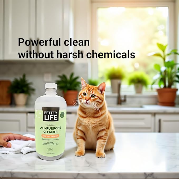 Better Life All Purpose Cleaner - Plant Based Home and Kitchen Cleaning Spray for Glass, Countertops, Appliances, Upholstery & More - Multi-surface Spray Cleaner - 24oz Clary Sage & Citrus