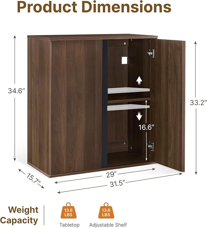 63" Sideboard Buffet Cabinet with Storage Modular Accent Display Kitchen Storage Cabinet Wood Coffee Bar Console for Living Room, Hallway, Kitchen, Dining Room,Walnut