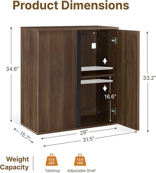 63" Sideboard Buffet Cabinet with Storage Modular Accent Display Kitchen Storage Cabinet Wood Coffee Bar Console for Living Room, Hallway, Kitchen, Dining Room,Walnut