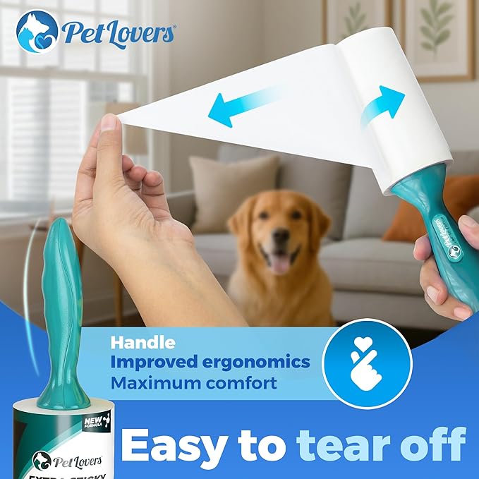 PetLovers Extra Sticky Lint Roller Ultimate Value Set 800 Sheets for Pet Hair Removal, Dog and Cat Lint Remover 8 Pack Green