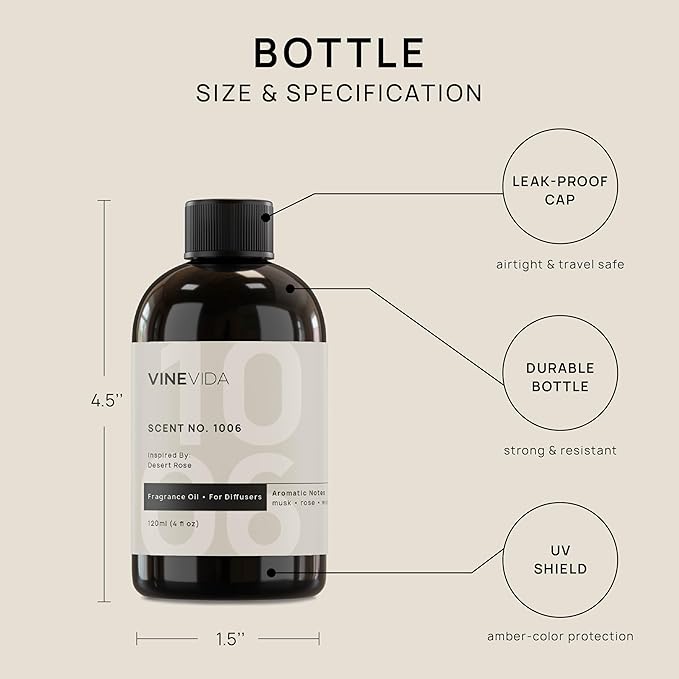 VINEVIDA (4oz) Hotel Fragrance Diffuser Oil - Hotel Scents Diffusers for Home - Cold Air Diffuser Oil - Hotel Scent Essential Oil - Scent No.1006 Inspired by Fairmont Hotels