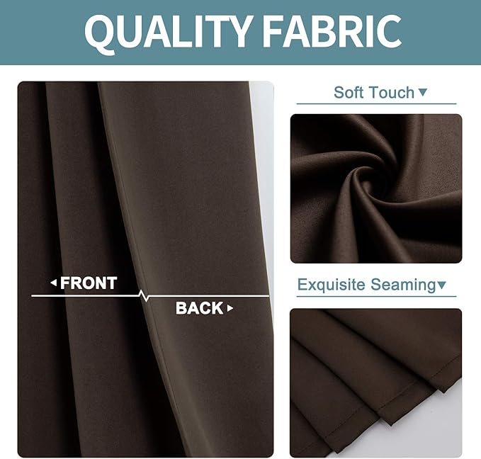 ChrisDowa Blackout Door Curtains for Doorway Privacy, Grommet Closet Curtains for Bedroom Closet Door, Thermal Insulated Temporary Doorway Cover Room Divider Drapes (1 Panel, Brown, 34 x 80 Inch)