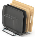 VAEKUCEAN Cutting Board Organizer, Kitchen Cabinet Organizer, Divided Rack with 5 Slots for Baking Trays, Cutting Boards - Cookie sheet Organizer Inside Cabinet, Baking Sheets Holder (large)