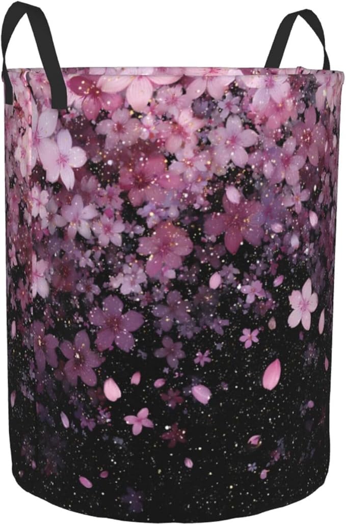 Cherry Blossoms Laundry Basket Storage Bin Foldable Laundry Hamper Clothes Storage Bucket Organizer 19.6x15.7 Inch For Laundry Room/Bedroom/Bathroom
