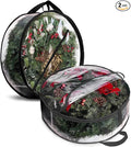 ProPik Christmas Wreath Storage Bag - 2 Pack Artificial Christmas Wreath Storage Container- Garland Holiday Wreath Storage Holder –Water Proof Transparent Clear PVC - with Handles (Black, 48 Inch)