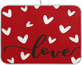Happy Valentine's Day Dish Drying Mat for Kitchen Red White Love Heart Microfiber Drying Mats Absorbent Reversible Dish Pad Large Dish Draining Mat 18x24 inch