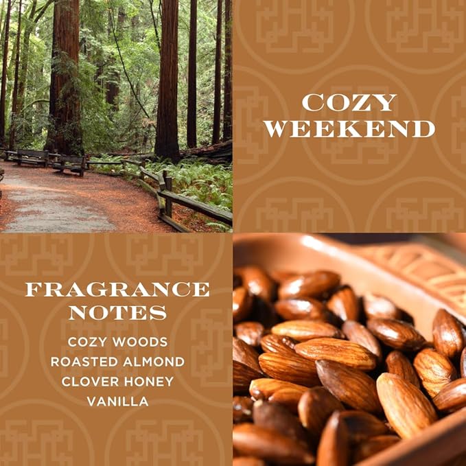 Premium Scented 18oz Candle - HomeWorx by Slatkin & Co - Cozy Weekend - 4 Wicks - Long-Lasting Jar Candle, 30-55 Hours Clean Burn Time - Cozy Woods. Roasted Almond, Clover Honey & Vanilla