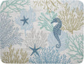 Blue Coral Dish Drying Mat Coastal Starfish Dishes Pad Hanging Drainer Mats Reversible Absorbent Kitchen Counter Protector 18x24 Inch