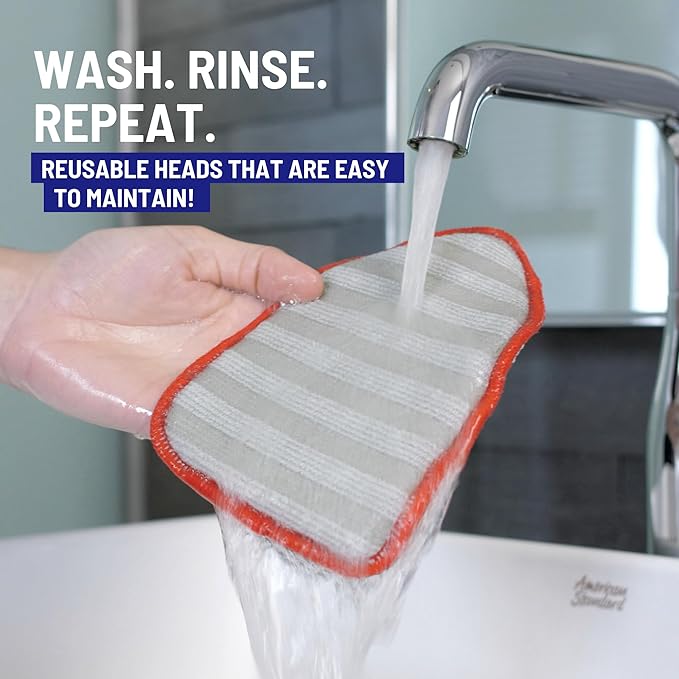 Moku Home Replacement Microfiber Pad for Moku Home Extendable Tub Tile Shower Scrubber for Cleaning Non-Scratch (2X Microfiber Pad Red)