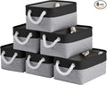 Storage Baskets for Shelves 11.8x7.9x5.2 Inch, Foldable Fabric Storage Bins with Handles, Small Storage Baskets for Organizing Closet, Office, Home Organization (6-Pack, Black&Gray)