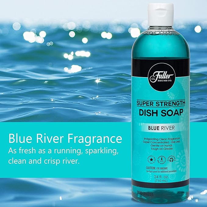 Fuller Brush Super Strength Dish Soap – Blue River – Ultra Concentrated Formula – Cuts Grease Fast, Clean Dishes, Glassware, Silverware, Pots, Pans & Surfaces – (Pack of 2)