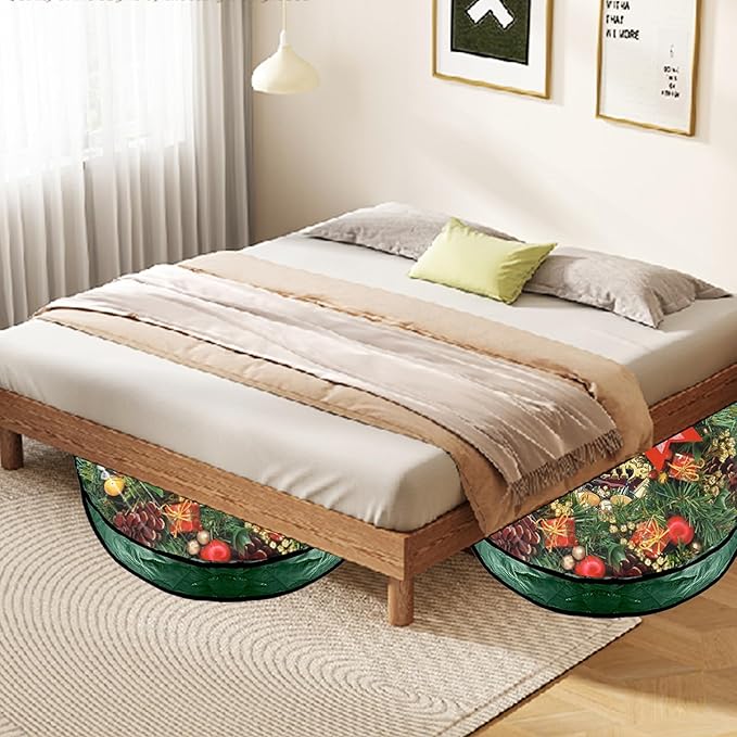 6 Pack Wreath Storage Container Bag, 24x8 Inch Christmas Wreath Storage Container Heavy Duty Christmas Wreath Boxes with Clear Window for Xmas Holiday Seasonal Wreath Garland (Green)