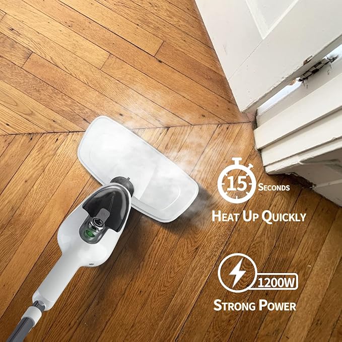 Steam Mop for Hardwood Cleaning, Steam Cleaner, Multipurpose Adapter Accessories, Floor Steamer, Lightweight, 20ft Power Cord, 2 Pads, 1200W, 300ml Water Capacity, 18 Secs Heat Up by Sandoo, SC1050