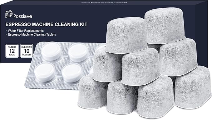 possiave 12-Pack Charcoal Water Filters and 10-pack Cleaning Tablets for Breville Espresso Machines, Breville Cleaning kit - Espresso Accessories