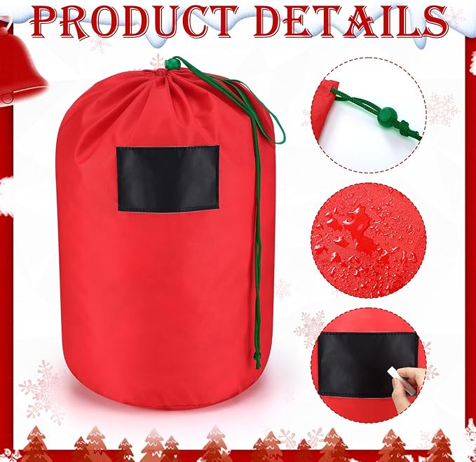 3 Pcs 21 x 12 Inch Christmas Inflatable Decorations Storage Bag with Blackboard Drawstring Waterproof Christmas Storage Containers for Holiday Xmas Ornaments Accessories Gift Organizer(Red)