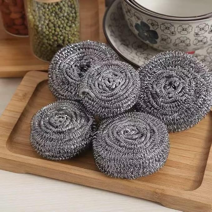 Aikcks 6-Piece Stainless Steel Sponge Scrubber - A Flexible Stainless Steel Velvet Scrubber for Cleaning Tableware, Kitchens, bathrooms, POTS, Pans, Grills and Sinks