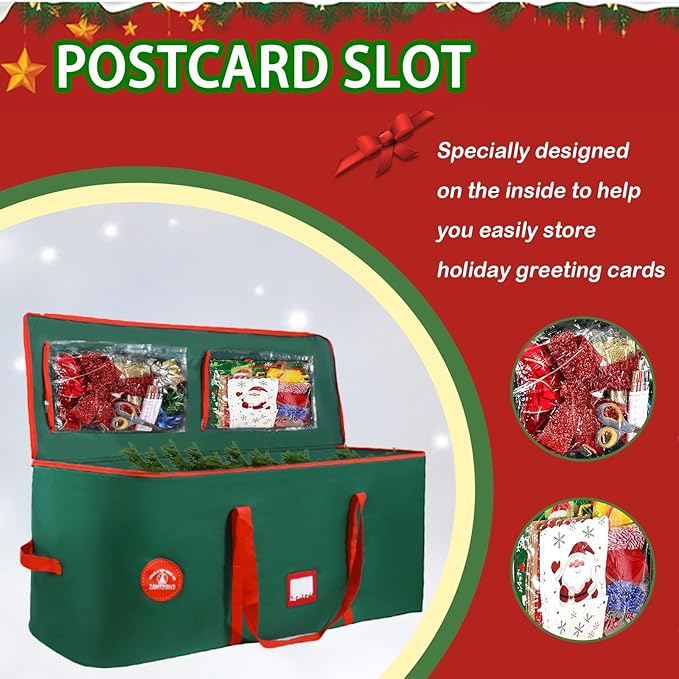 Christmas Tree Storage Bag 7.5Ft Tree Storage containers Bags 2 Piece Set with Small Storage Bag for Xmas Decorations (Red)