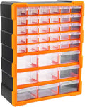 Amazon Basics Wall Mount Hardware and Craft Storage Cabinet Drawer Organizer 39 Drawers, Black, Orange, 15 L x 6.3 W x 18.6 H inches (LxWxH)