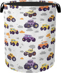 Vehicle Pattern Foldable Canvas Laundry Basket with Handles - Toy Organizer, Heavy Duty for Home，Bedroom, Dorm, Bathroom