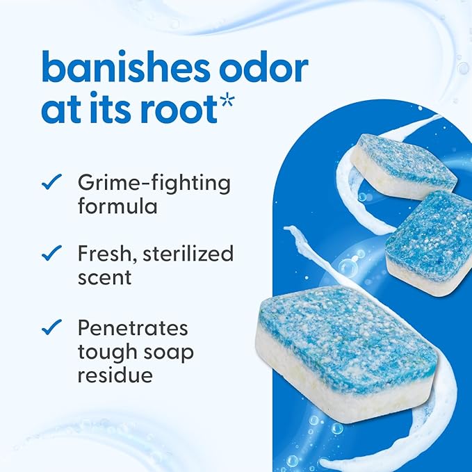 Dishwasher Cleaner & Deodorizer Tablets, Fights Grime, Grease, Limescale, Residue & Odor, Heavy Duty Cleaning Descaler Pods, Septic Safe, 24 Fresh Apple Scented Tablets, 1-Year Supply, by M3