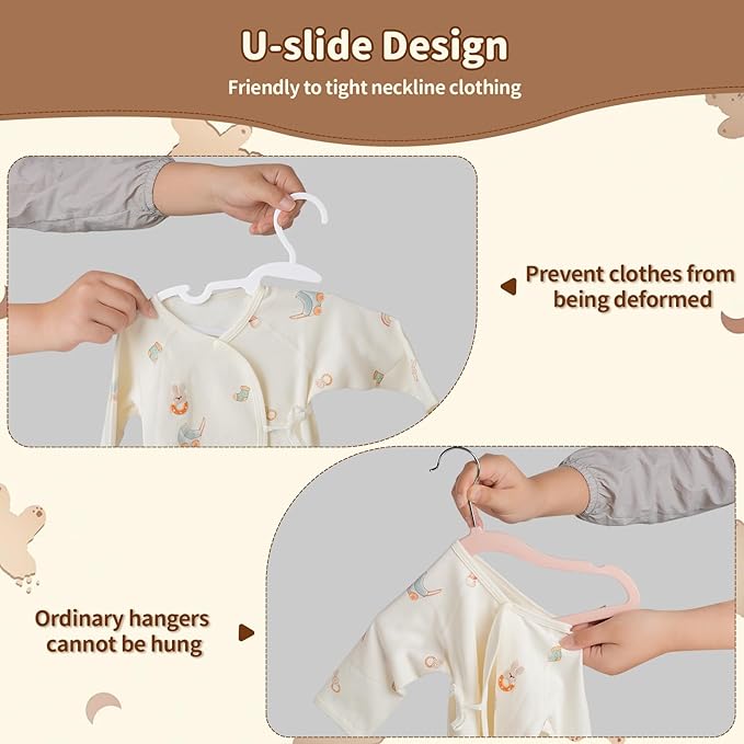 Kids Hangers 30 Pack - Infant Toddler Childrens Hangers for Baby Clothes, Stackable Plastic Child Hanger for Closet - Ideal for Boys and Girls, Clothing, Pants, Coats, and More - White