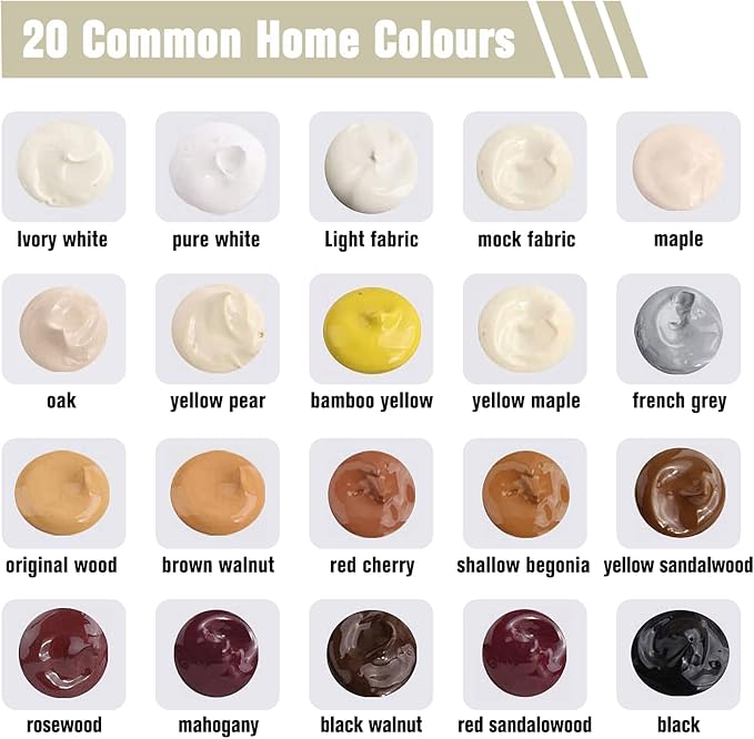 DAIXISM Wood Repair Kit Restore Any Wood Furniture, 20 Colors Resin Repair Compounds Cover Surface Scratch for Stains, Scratches, Floors, Tables, Desks, Carpenters, Bedposts, Touch-Ups, Cover-Ups