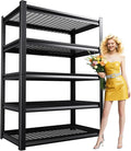 PKDYEZ Garage Shelving 5-Tier Adjustable Metal Garage Shelves Heavy Duty Unit,3000 LBS Steel Shelf Storage Rack Suitable for Industries,Warehouses,Basement,Black(Wire-81''H x 45.7''W x 19.7''D)
