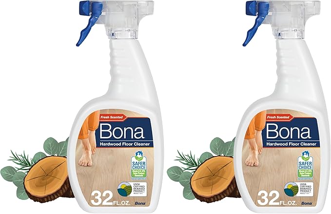 Bona Hardwood Floor Cleaner Spray - 32 fl oz - Cedar Wood Scent - Refillable - Residue-Free Floor Cleaning Solution for Wood Floors (Pack of 2)