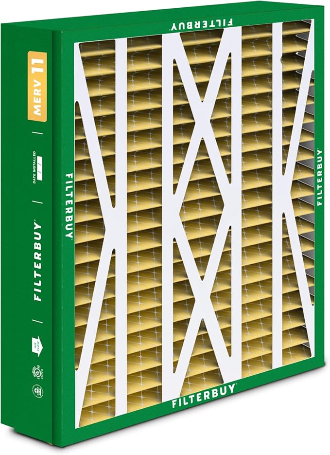 Filterbuy 24.5x27x5 Air Filter MERV 11 Superior Pet & Allergy Defense (2-Pack), Pleated HVAC AC Furnace Filters for Trane, American Standard, Honeywell, and More (Actual Size: 24.06 x 26.13 x 4.97)
