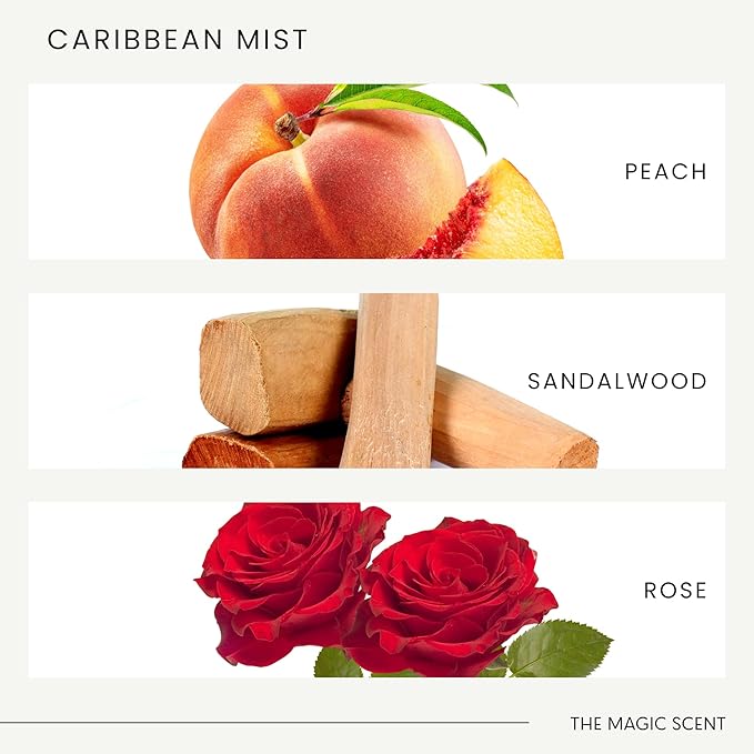 The Magic Scent Caribbean Mist Reed Diffuser for Home - Luxury Scent Diffuser with Premium Fiber Reeds for Lasting Gentle Dispersal - Natural, Toxin-Free Aroma Oil Reed