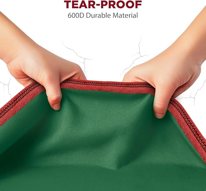 HOLDN’ STORAGE Christmas Tree Bag Heavy Duty 600D Oxford - Christmas Tree Bags Storage Fits Up To 9Ft, Extra Wide, Waterproof Storage Bags with Reinforced Handles & Zipper - Green