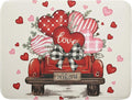 Valentines Day Red Truck Dish Drying Mat for Kitchen Counter 24x18 Inch Pink Heart Drying Mat with Absorbent Reversible Microfiber Love Dish Drainer Mats Rack Pad for Coffee Countertop Protector