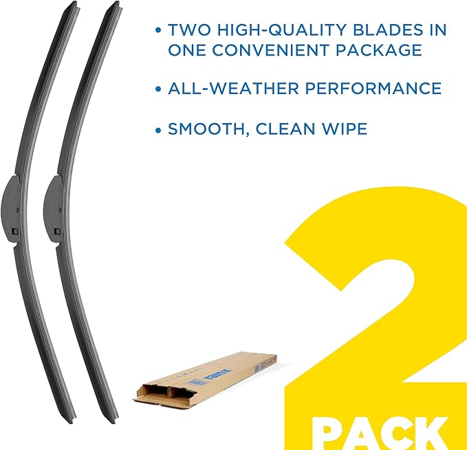 Rain-X 810337 Total Clear Beam Wiper Blades 20" & 20" Windshield Wipers for All-Weather Performance, Rubber Squeegee for Smooth Clean Wipe & Quiet Operation - 2 Pack Value