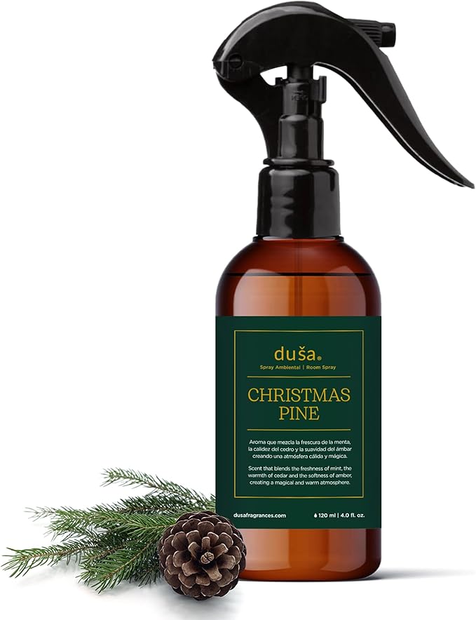Dusa Christmas Room Spray Linen Spray - 4 oz - Natural Air Freshener & Linen Mist for Home - Ultimate Home Fragrance, Bed Room Essentials & Soothing Fabric -Eco-Friendly Odor Eliminator w/Aromatherapy