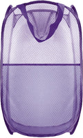 Buyongwant Collapsible Pop Up Laundry Hamper, Extra Large Mesh Foldable Laundry Basket, 28" x 16" x 16"(Purple)