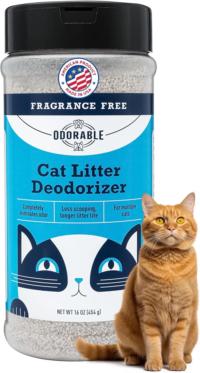 Odorable Cat Litter Deodorizer - Unscented Odor Eliminator & Litter Box Cleaner & Freshener, Non-Tracking, Dust-Free, Easy Clump & Seal, Stain & Odor Control, Advance Odor Control Technology - 16oz