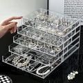 Jewelry Boxes Earring Storage Box Organizer 5 Drawers Jewelry Organizer Acrylic Jewelry Storage Box Holder Compartment Transparent Display Storage Case Gift for Women Girls (84 Girds)