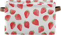 ALAZA Watercolor Strawberry White Foldable Storage Box Storage Basket Organizer Bins with Handles for Shelf Closet Living Room Bedroom Home Office 1 Pack