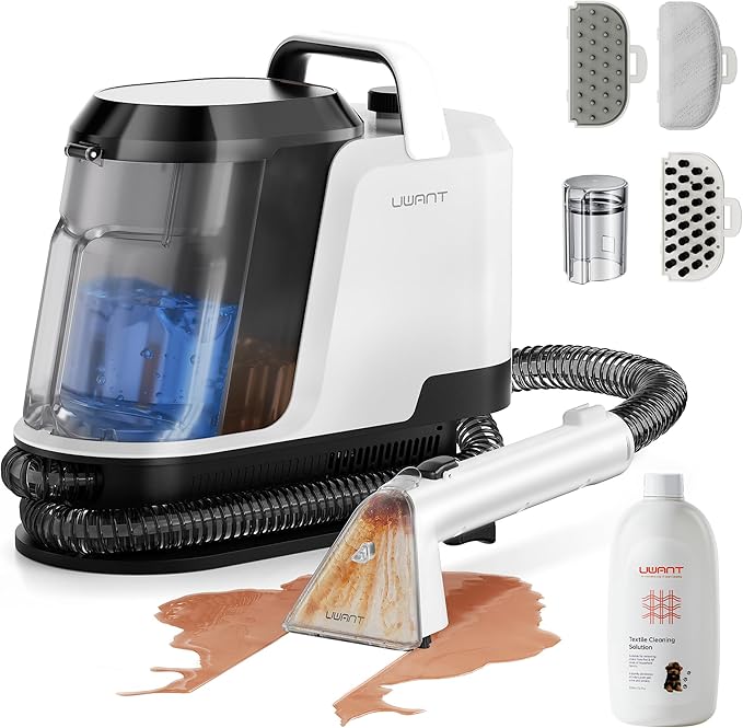 uwant Carpet Cleaner Machine 18Kpa Powerful Suction Upholstery Cleaner for Pet, Portable Carpet Cleaner with Cleaning Tools&Self-cleaning for Spot, Cars,Rug,Furniture