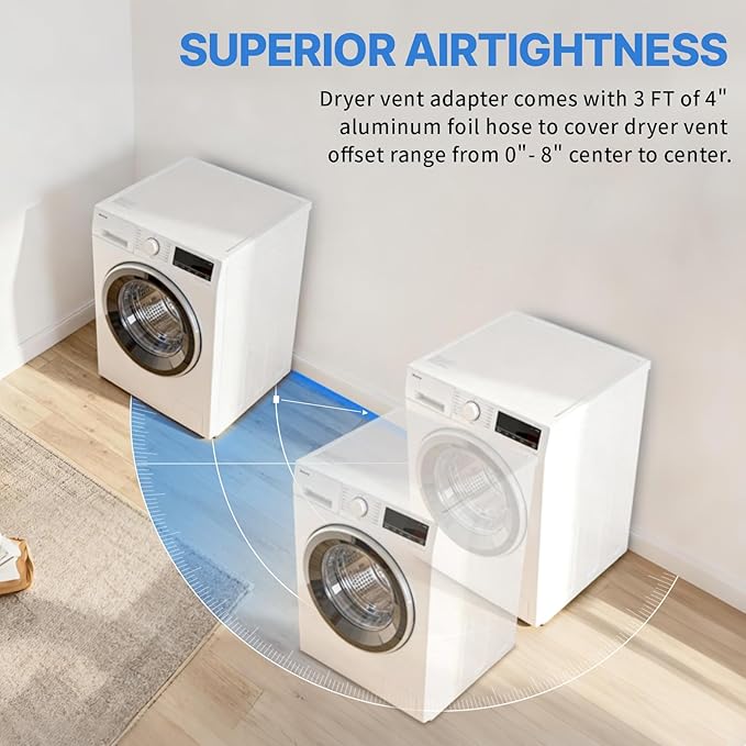 Magnetic Dryer Vent Connector Kit, DV180 Airtight Seal Coupling, Strong Magnet Quick Connection Self-Alignment Easy to Clean Included a 3ft 4" Duct & 2 Clamps