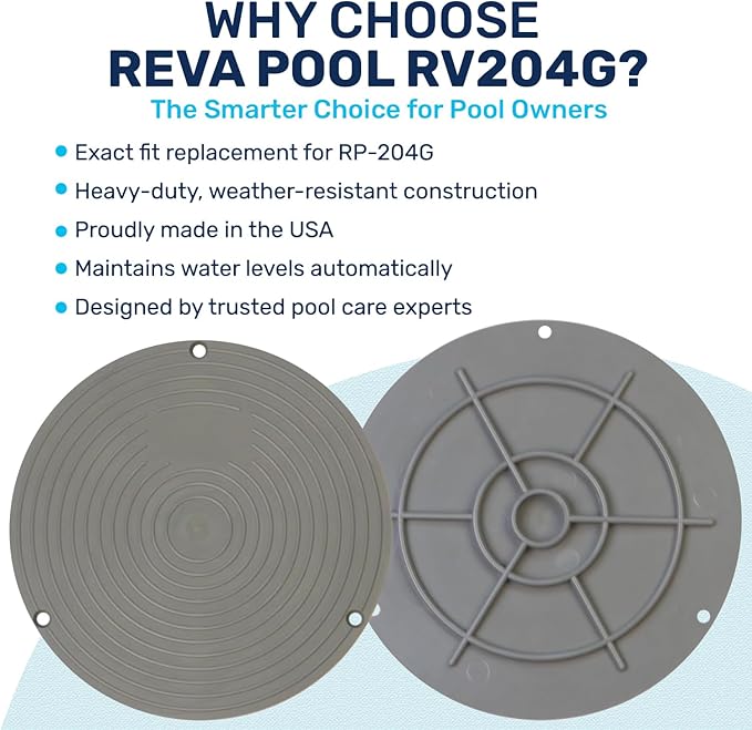 RV204G 7-1/6" Pool Miser Grey Autofill Lid | Water Leveler Lid | Direct Replacement for RP-204G | Essential Pool Maintenance Accessory (Grey)